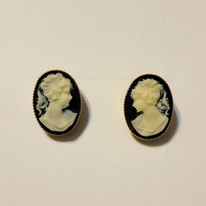 Cameo Vintage Earrings for Pierced Ears